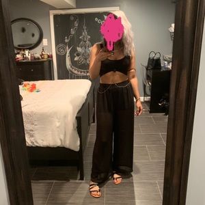 Sheer wide leg pants